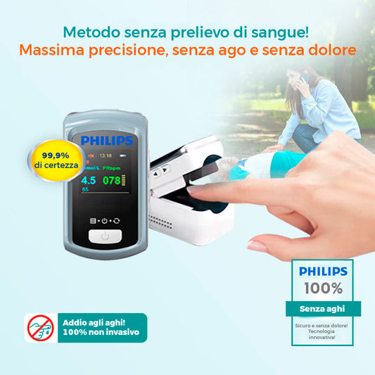 Misuratore laser non invasivo della glicemia Philips 2025, non è richiesto il prelievo del sangue